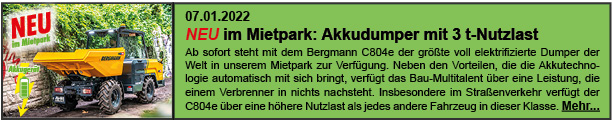 NEU im Mietpark: Akkudumper mit 3,5 t-Nutzlast